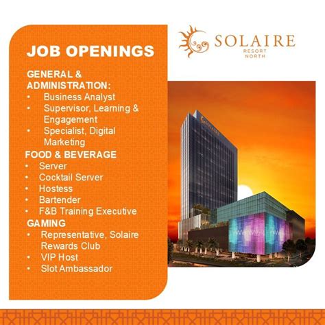 solaire north job hiring|Careers At Solaire Resort .